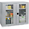 Schäfer Shop Genius Armoire à portes battantes FS, acier, fenêtre, trous d'aération, L 1343 x P 520 x H 1105 mm, 3 HC, alu blanc/alu blanc, jusqu'à 450 kg