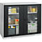 Schäfer Shop Genius Armoire à portes battantes FS, acier, fenêtre, trous d'aération, L 1343 x P 520 x H 1105 mm, 3 HC, alu blanc/gris anthracite, jusqu'à 450 kg