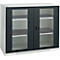 Schäfer Shop Genius Armoire à portes battantes FS, acier, fenêtre, trous d'aération, L 1343 x P 520 x H 1105 mm, 3 HC, gris clair/gris anthracite, jusqu'à 450 kg