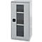 Schäfer Shop Genius Armoire à portes battantes FS, acier, fenêtre, trous d'aération, L 545 x P 520 x H 1105 mm, 3 HC, alu blanc/alu blanc, jusqu'à 150 kg