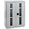 Schäfer Shop Genius Armoire à portes battantes FS, acier, fenêtre, trous d'aération, L 810 x P 520 x H 1105 mm, 3 HC, alu blanc/alu blanc, jusqu'à 180 kg