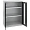 Schäfer Shop Genius Armoire à portes battantes FS, acier, fenêtre, trous d'aération, L 810 x P 520 x H 1105 mm, 3 HC, alu blanc/gris anthracite, jusqu'à 180 kg