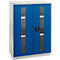 Schäfer Shop Genius Armoire à portes battantes FS, acier, fenêtre, trous d'aération, L 810 x P 520 x H 1105 mm, 3 HC, gris clair/bleu gentiane, jusqu'à 180 kg