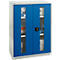 Schäfer Shop Genius Armoire à portes battantes FS, acier, fenêtre, trous d'aération, L 810 x P 520 x H 1105 mm, 3 HC, gris clair/bleu gentiane, jusqu'à 180 kg