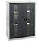 Schäfer Shop Genius Armoire à portes battantes FS, acier, fenêtre, trous d'aération, L 810 x P 520 x H 1105 mm, 3 HC, gris clair/gris anthracite, jusqu'à 180 kg