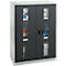 Schäfer Shop Genius Armoire à portes battantes FS, acier, fenêtre, trous d'aération, L 810 x P 520 x H 1105 mm, 3 HC, gris clair/gris anthracite, jusqu'à 180 kg