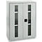 Schäfer Shop Genius Armoire à portes battantes FS, acier, fenêtre, trous d'aération, L 810 x P 520 x H 1105 mm, 3 HC, gris clair/gris clair, jusqu'à 180 kg
