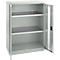 Schäfer Shop Genius Armoire à portes battantes FS, acier, fenêtre, trous d'aération, L 810 x P 520 x H 1105 mm, 3 HC, gris clair/gris clair, jusqu'à 180 kg