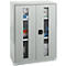 Schäfer Shop Genius Armoire à portes battantes FS, acier, fenêtre, trous d'aération, L 810 x P 520 x H 1105 mm, 3 HC, gris clair/gris clair, jusqu'à 180 kg