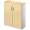 Schäfer Shop Genius Armoire à portes battantes TETRIS SOLID, 3 HC, l. 800 mm, verrouillable, avec plateau de finition, coloris érable/alu blanc 