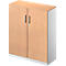 Schäfer Shop Genius Armoire à portes battantes TETRIS SOLID, 3 HC, l. 800 mm, verrouillable, avec plateau de finition, coloris hêtre/alu blanc 