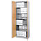 Schäfer Shop Genius Armoire à portes battantes TETRIS SOLID, corps en acier, 6 HC, l. 800 mm, verrouillable, coloris hêtre/alu blanc 
