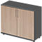 Schäfer Shop Genius Armoire à portes battantes TETRIS WOOD, 2 HC, hauteur incl. patins, L 1000 mm, graphite/chêne
