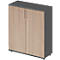 Schäfer Shop Genius Armoire à portes battantes TETRIS WOOD, 3 HC, hauteur incl. patins, L 1000 mm, graphite/chêne