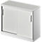 Schäfer Shop Genius Armoire à portes coulissantes TETRIS SOLID, 2 HC, l. 1000 mm, avec plateau de finition de 19 mm, gris clair/alu blanc