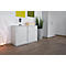 Schäfer Shop Genius Armoire à portes coulissantes TETRIS WOOD, 2 HC, socle en acier inclus, L 1200 x P 421 x H 800 mm, gris clair