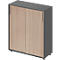 Schäfer Shop Genius Armoire à portes coulissantes TETRIS WOOD, 3 HC, L 1000 mm, hauteur incl. patins, graphite/chêne