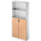 Schäfer Shop Genius Armoire combinée TETRIS SOLID, 6 HC, portes battantes en verre, l. 1000 mm, verrouillable, coloris verre/hêtre/alu blanc