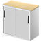 Schäfer Shop Genius Armoire d'appoint TETRIS SOLID, 2 HC, à hauteur de bureau, L 800 mm, plateau de 25 mm, décor érable/aluminium blanc