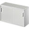 Schäfer Shop Genius Armoire d'appoint TETRIS SOLID, 2 HC, à la hauteur de bureau, l. 1200 mm, plateau de finition de 25 mm, gris clair/alu blanc
