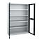 Schäfer Shop Genius Armoire en acier FS, en tôle d'acier, avec fenêtre d'inspection, trous de ventilation, L 1343 x P 620 x H 1950 mm, 5 HC, jusqu'à 750 kg, alu blanc/gris clair