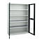 Schäfer Shop Genius Armoire en acier FS, en tôle d'acier, avec fenêtre d'inspection, trous de ventilation, L 1343 x P 620 x H 1950 mm, 5 HC, jusqu'à 750 kg, gris clair/anthracite