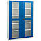Schäfer Shop Genius Armoire en acier FS, en tôle d'acier, avec fenêtre d'inspection, trous de ventilation, L 1343 x P 620 x H 1950 mm, 5 HC, jusqu'à 750 kg, gris clair/bleu gentiane