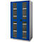 Schäfer Shop Genius armoire pour charges lourdes FS, en tôle d'acier, avec fenêtre de visualisation, L 1055 x P 620 x H 1950 mm, 5 OH, aluminium blanc/bleu azur, jusqu'à 1000 kg