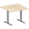Schäfer Shop Genius Besprechungstisch MODENA FLEX, Quadrat, T-Fuß Rechteckrohr, B 1000 x T 1000 x H 650-850 mm, Ahorn/weißaluminium RAL 9006 