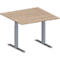 Schäfer Shop Genius Besprechungstisch MODENA FLEX, Quadrat, T-Fuß Rechteckrohr, B 1000 x T 1000 x H 650-850 mm, Eiche-Dekor/weißaluminium RAL 9006