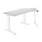 Schäfer Shop Genius Bureau 135° ergoSTYLE PLANOVA, extension à droite, 2 niveaux de rég. élect. de la hauteur, l. 2165 mm, gris clair/blanc 