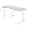 Schäfer Shop Genius Bureau 135° ergoSTYLE PLANOVA, extension à gauche, 2 niveaux de rég. élect. de la hauteur, l. 2165 mm, gris clair/blanc 