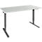 Schäfer Shop Genius bureau AERO FLEX, elektrisch in hoogte verstelbaar, rechthoekig, C-voet, B 1200 mm, lichtgrijs/zwart + memorypaneel