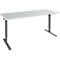 Schäfer Shop Genius bureau AERO FLEX, elektrisch in hoogte verstelbaar, rechthoekig, C-voet, B 1600 mm, lichtgrijs/zwart + memorypaneel