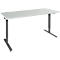 Schäfer Shop Genius bureau AERO FLEX, elektrisch in hoogte verstelbaar, rechthoekig, C-voet, B 1800 mm, lichtgrijs/zwart + memorypaneel