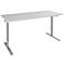 Schäfer Shop Genius bureau AERO FLEX, elektrisch in hoogte verstelbaar, rechthoekig, T-voet, B 1800 mm, aluminium lichtgrijs/wit