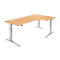 Schäfer Shop Genius Bureau d'angle 90° ERGOSTYLE PLANOVA, extension à droite, 1 niveau de réglage élect. de la h., l. 2000 mm, coloris hêtre/alu blanc 
