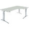Schäfer Shop Genius Bureau d'angle 90° ERGOSTYLE PLANOVA, extension à droite, 1 niveau de réglage élect. de la h., l. 2000 mm, gris clair/alu blanc 