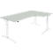 Schäfer Shop Genius Bureau d'angle 90° ERGOSTYLE PLANOVA, extension à droite, 1 niveau de réglage élect. de la h., l. 2000 mm, gris clair/blanc 