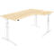 Schäfer Shop Genius Bureau d'angle 90° ERGOSTYLE PLANOVA, extension à droite, 2 niveaux de réglage élect. de la hauteur, l. 2000 mm, coloris érable/blanc 