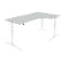 Schäfer Shop Genius Bureau d'angle 90° ERGOSTYLE PLANOVA, extension à droite, 2 niveaux de réglage élect. de la hauteur, l. 2000 mm, gris clair/blanc 