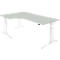 Schäfer Shop Genius Bureau d'angle 90° ERGOSTYLE PLANOVA, extension à gauche, réglage manuel de la hauteur, l. 2000 mm, gris clair/blanc 