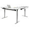 Schäfer Shop Genius Bureau d'angle AERO FLEX, réglage électrique de la hauteur, angle de 90° alterné, L 2000 mm, gris clair/blanc alu + 2x bac à câbles