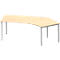 Schäfer Shop Genius Bureau d'angle MODENA FLEX 135°, approche à droite, tube carré à 4 pieds, L 2165 mm, érable/blanc