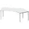 Schäfer Shop Genius Bureau d'angle MODENA FLEX 135°, approche à droite, tube carré à 4 pieds, L 2165 mm, gris clair