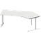 Schäfer Shop Genius Bureau d'angle MODENA FLEX 135°, approche à droite, tube rond à pied en C, L 2165 mm, gris clair
