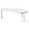 Schäfer Shop Genius Bureau d'angle MODENA FLEX 135°, tube rond à pieds en T, L 2165 mm, approche à droite, gris clair/alu blanc