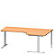Schäfer Shop Genius Bureau d'angle MODENA FLEX 90°, approche à droite, tube rond à pied en C, L 2000 mm hêtre/blanc