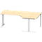 Schäfer Shop Genius Bureau d'angle MODENA FLEX 90°, approche à droite, tube rond à pieds en T, L 2000 mm, érable/blanc