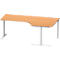 Schäfer Shop Genius Bureau d'angle MODENA FLEX 90°, approche à droite, tube rond à pieds en T, L 2000 mm, hêtre/blanc